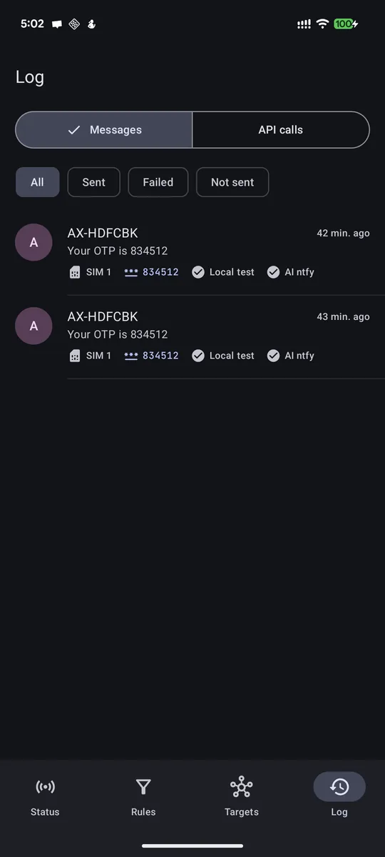 Message log